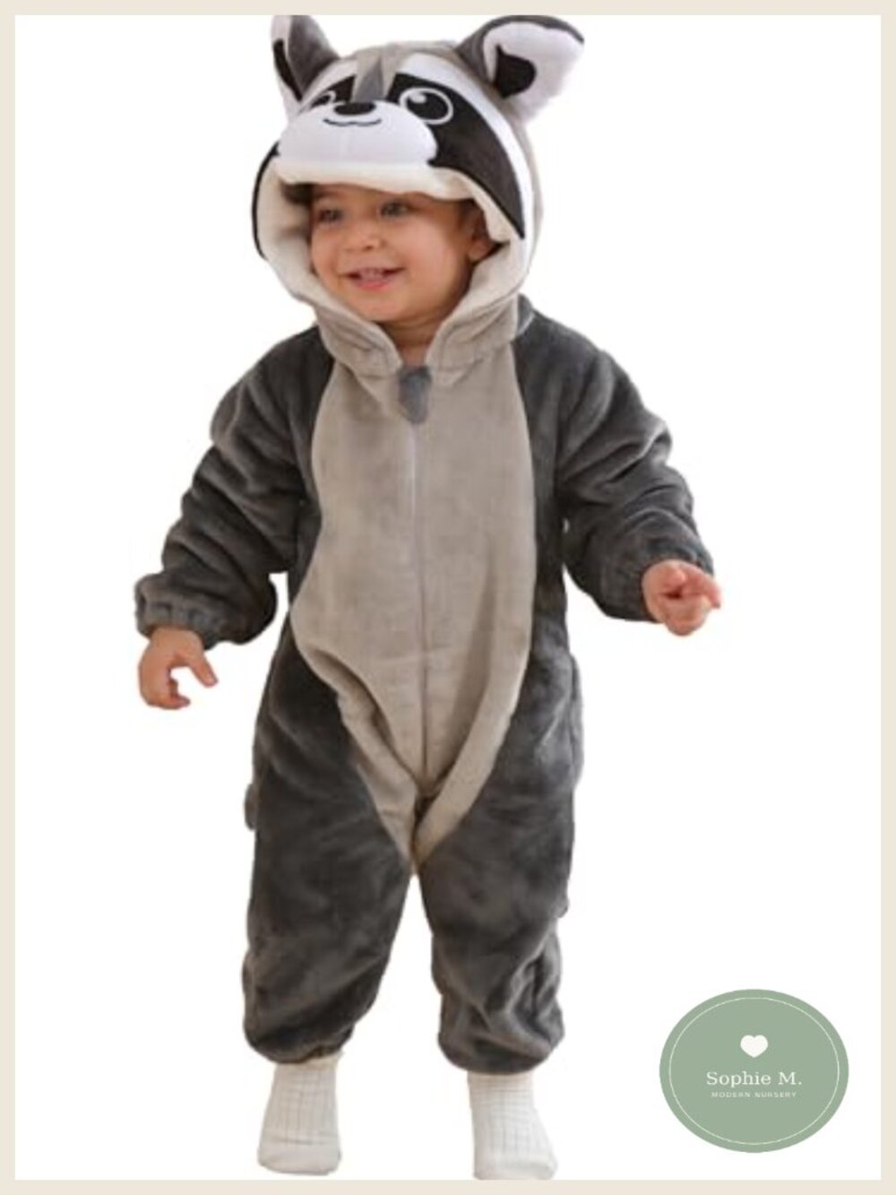 Unisex Baby Raccoon Costume Toddler Animal Onesie Hooded Flannel Romper
